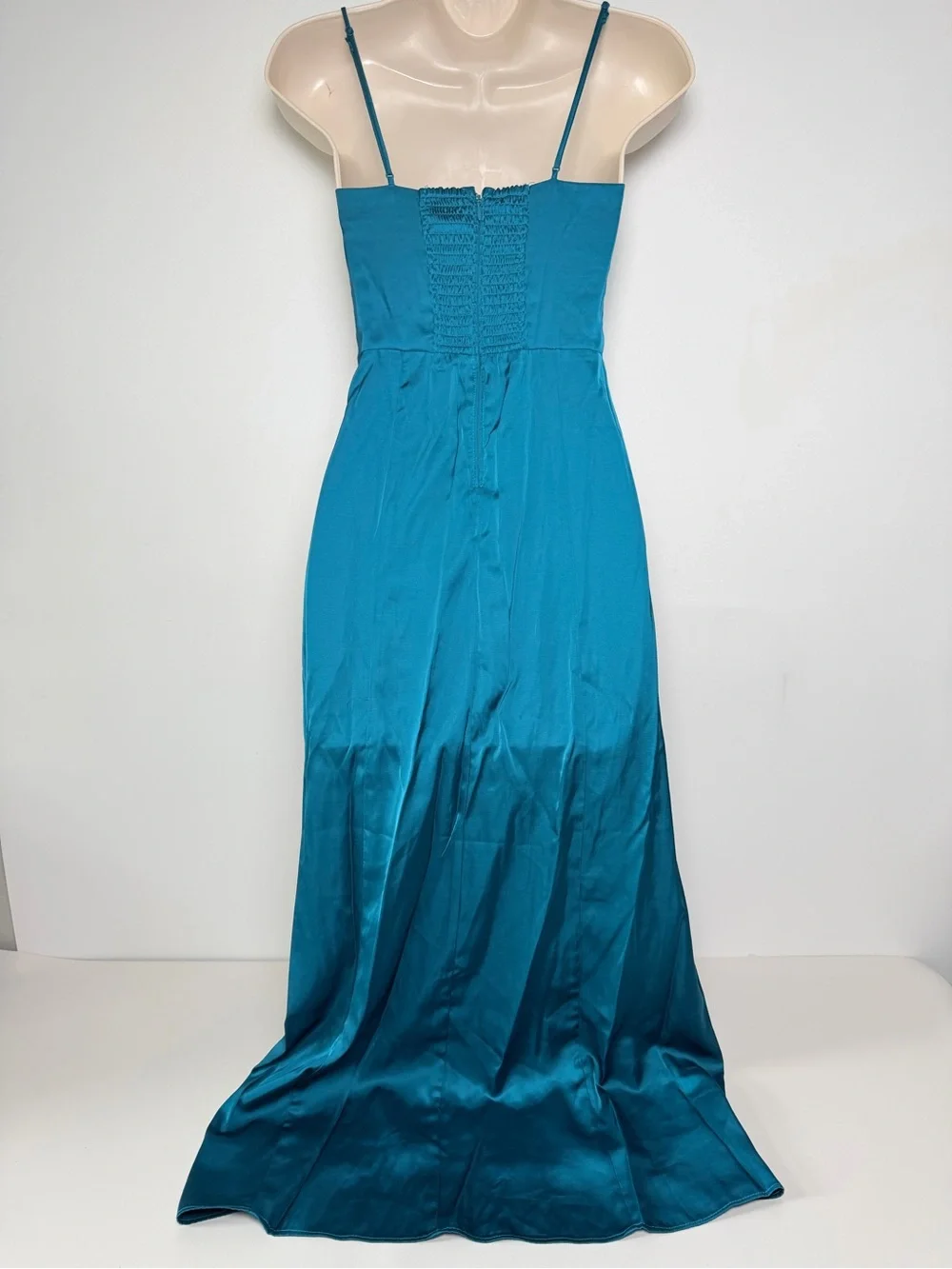 Abercrombie & Fitch Camille High Slit Maxi A-Line Dress Teal Women's Size XS/S